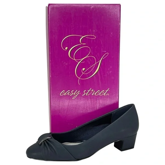 Easy Street Eloise Navy Faux Leather Womens Pumps Size 6W - Picture 10 of 11